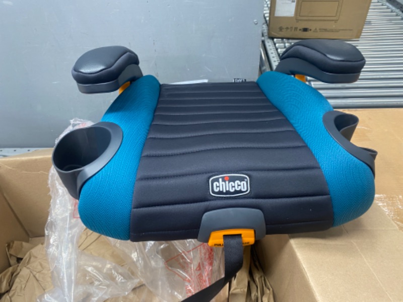 Photo 2 of Chicco GoFit® Plus Backless Booster Car Seat with Latch Attachment and Quick-Release Latch Removal, Travel Booster Seat for Car, Portable Car Booster Seat for Children 40-110 lbs. | Stream/Blue
