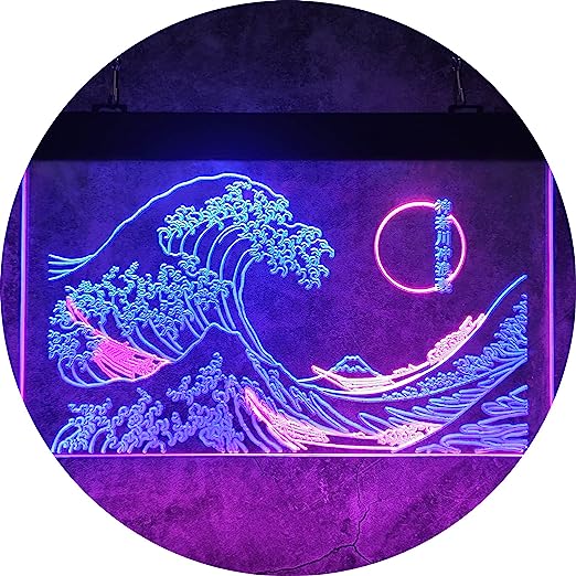 Photo 1 of **item does not stay lit**it flickers**
Kanagawa LED Neon Sign, 24"x16" Japanese Katsushika Hokusai Classic Room Wall Ar