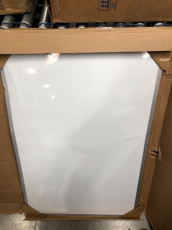 Photo 3 of Amazon Basics Magnetic Dry Erase White Board, 36 x 24-Inch Whiteboard - Silver Aluminum Frame 24" x 36" Magnetic, Aluminum Frame