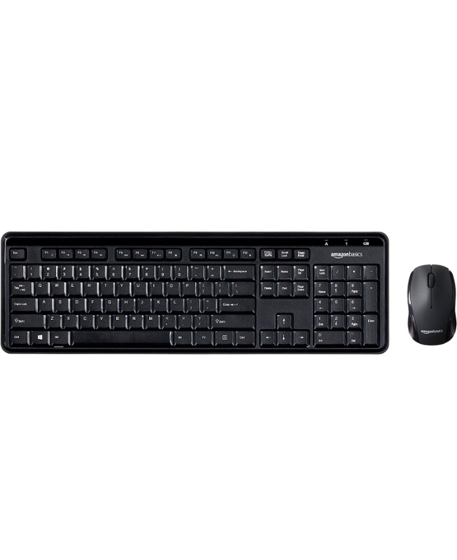 Photo 1 of Amazon Basics 2.4GHz Wireless Computer Keyboard and Mouse Combo, Quiet and Compact US Layout (QWERTY), Black