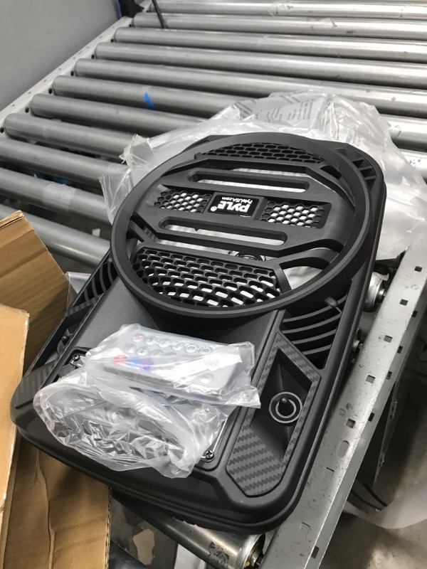 Photo 2 of Portable Bluetooth PA Speaker System - 300W Rechargeable Outdoor Bluetooth Speaker Portable PA System w/ 8” Subwoofer 1” Tweeter, Microphone In, Party Lights, MP3/USB, Radio, Remote - Pyle PPHP835B