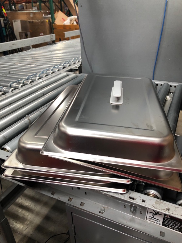 Photo 1 of ALPHA LIVING 70014-GRAY 4 Pack 8QT Chafing Dish High Grade Stainless Steel Chafer Complete Set, 8 QT, Alpine Gray Handle