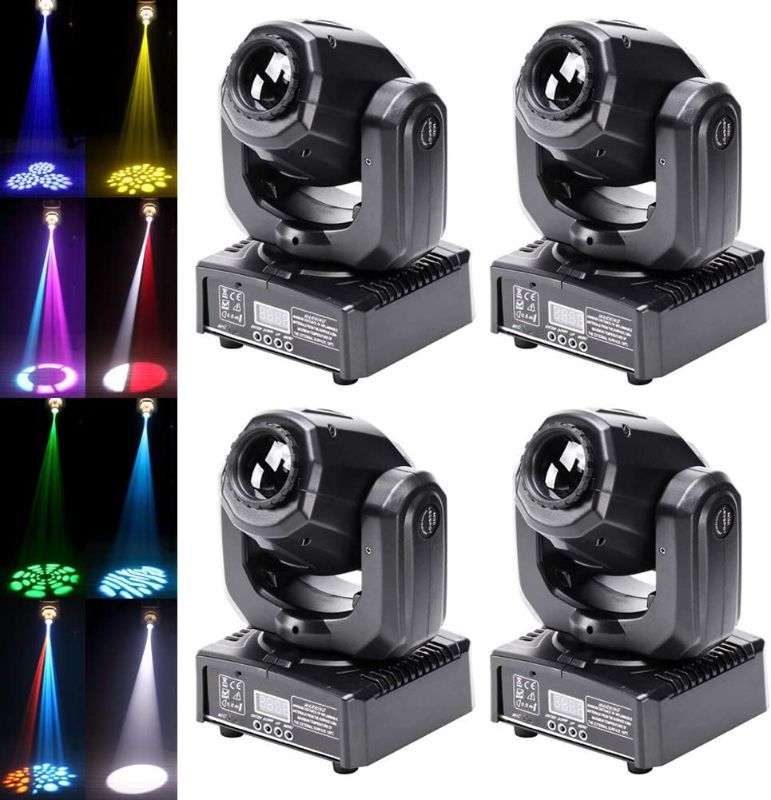 Photo 1 of 50W Moving Head Stage Lights, U`King Portable LED 8 GOBO 8 Pattern Spotlight by DMX 512 Control 9/11 Channel for Disco Party Lights Show (Set of 4)