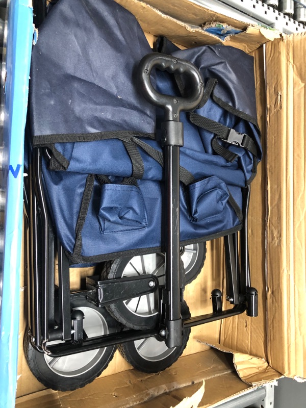 Photo 2 of *** USED IN GOOD CONDITION *** Mac Sports Heavy Duty Steel Frame Collapsible Folding 150 Pound Capacity Outdoor Camping Garden Utility Wagon Yard Cart, Blue