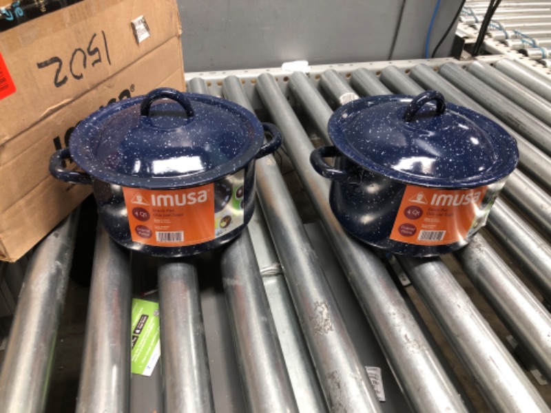 Photo 2 of *** 2 PACK  *** IMUSA USA 4-Quart Blue Speckled Enamel Stock Pot with Lid