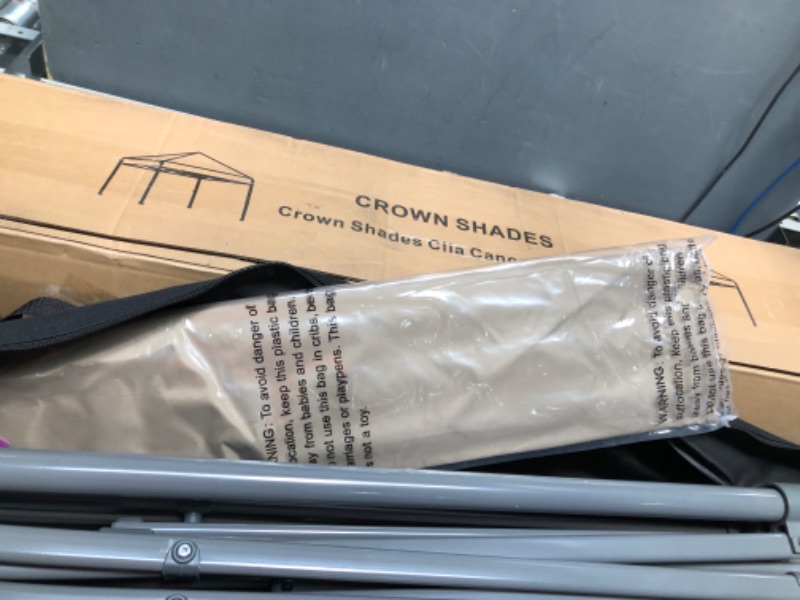 Photo 3 of *** NEW *** CROWN SHADES Canopy Tent 10x10 One Push Pop up Canopy Easy Up Canopy Bonus Carry Bag, 8 Stakes, 4 Ropes, Beige 10x10 Beige