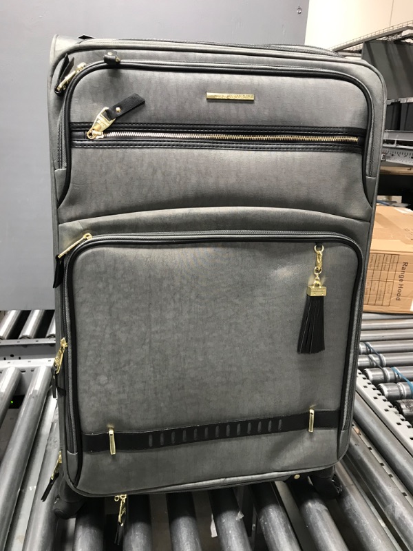 Photo 3 of Steve Madden Designer Luggage Collection- 3 Piece Softside Expandable Lightweight Spinner Suitcases- Travel Set includes Under Seat Bag, 20-Inch Carry on & 28-Inch Checked Suitcase (Peek-A-Boo Grey)