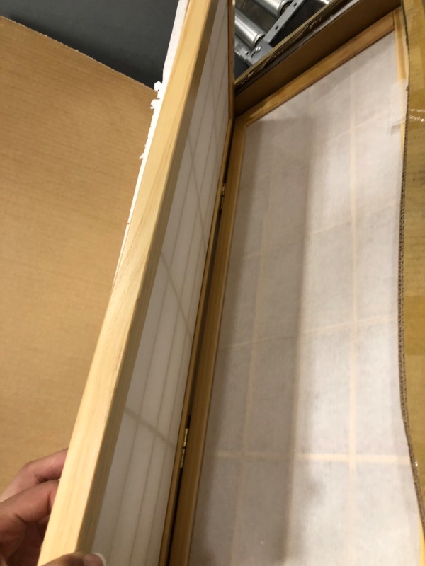 Photo 2 of 2 ft. Short Desktop Window Pane Shoji Screen - Natural - 4 Panels 4 Panel Natural