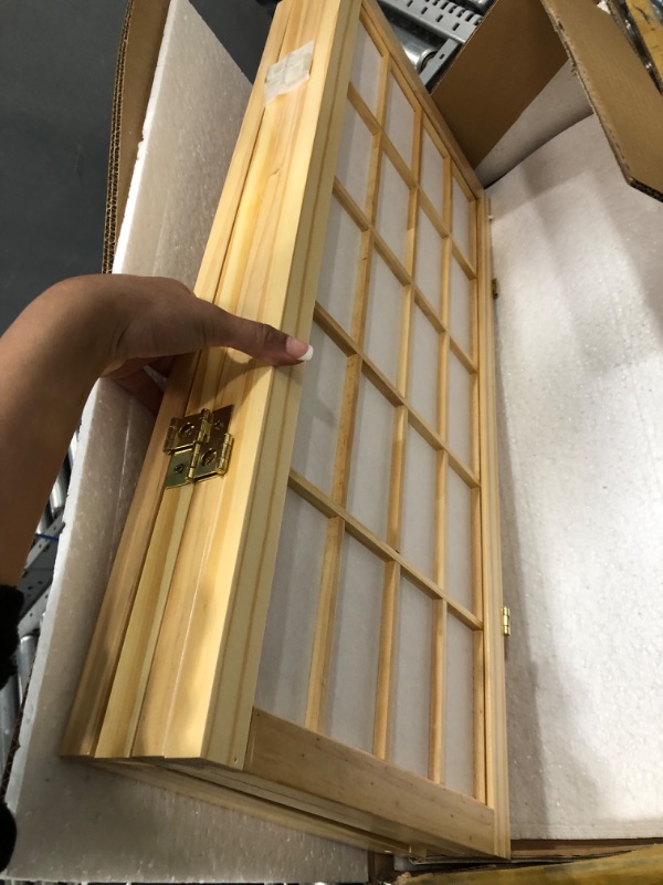 Photo 5 of 2 ft. Short Desktop Window Pane Shoji Screen - Natural - 4 Panels 4 Panel Natural