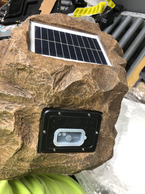 Photo 3 of Alpine Corporation Weather-resistant Bluetooth Solar-Powered Outdoor Wireless Rock Speaker, Brown