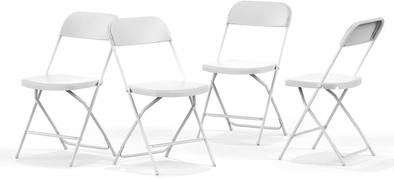 Photo 1 of Nazhura Foldable Folding Chairs Plastic Outdoor/Indoor 650LB Weight Limit (White, 4 Pack)
