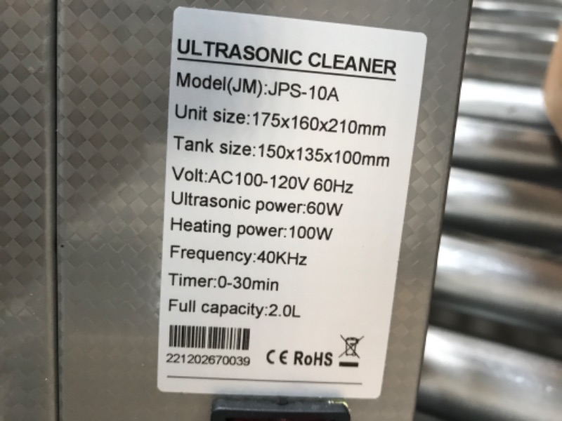 Photo 3 of 2L Digital Cleaner Stainless Steel Cleaning Machine LCD Washing Machine JPS-10A
