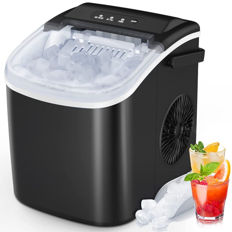 Photo 1 of COWSAR Ice Makers Countertop, Portable Ice Maker Machine with Self-Cleaning, 26.5lbs/24Hrs, 6 Mins/9 Pcs Bullet Ice, Ice Scoop and Basket, Handheld Ice Maker for Kitchen/Home/Office/Party
