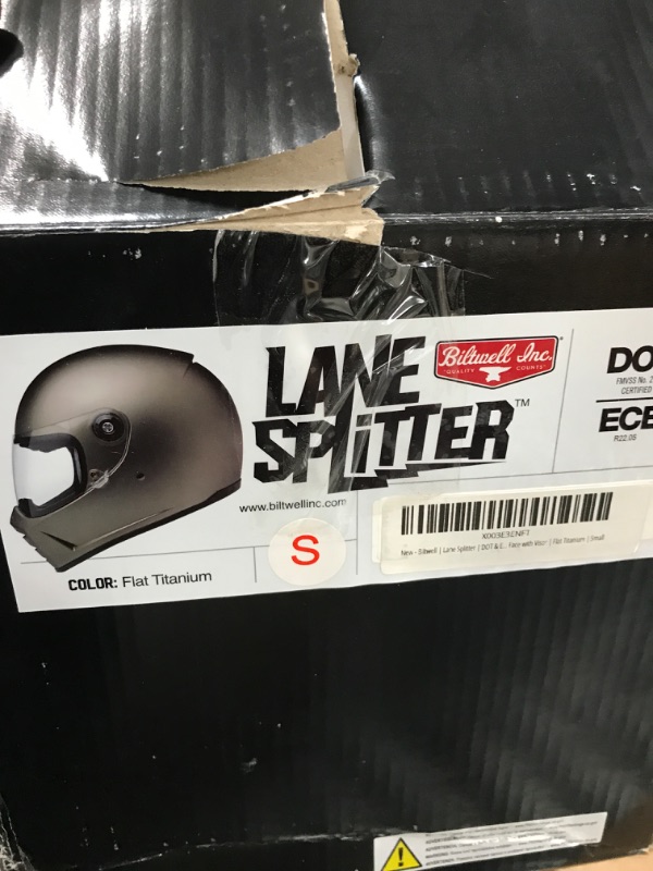 Photo 4 of Biltwell | Lane Splitter | DOT & ECE Approved | Motorcycle Helmet | Full Face with Visor | Flat Titanium small