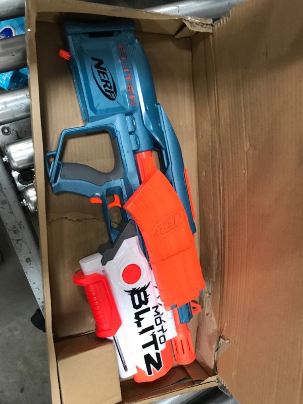 Photo 1 of NERF Elite 2.0 Motoblitz Blaster with Scope, Motorized 10-Dart Blasting, Airblitz 6 Darts, 22 Darts, Outdoor Toys for 8 Year Old Boys & Girls
