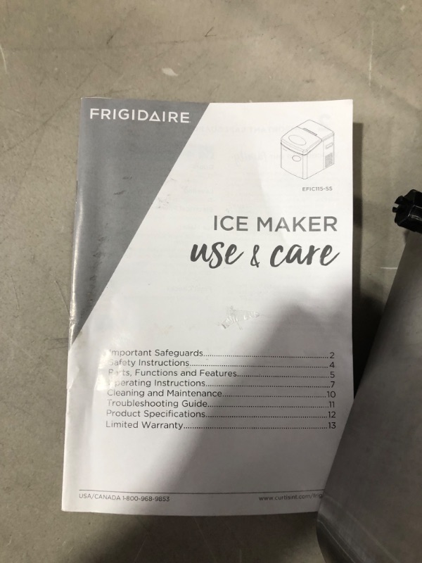 Photo 4 of ***UNTESTED - SEE NOTES***
Frigidaire EFIC115 Extra Large Ice Maker, Stainless Steel, 48 lbs per day