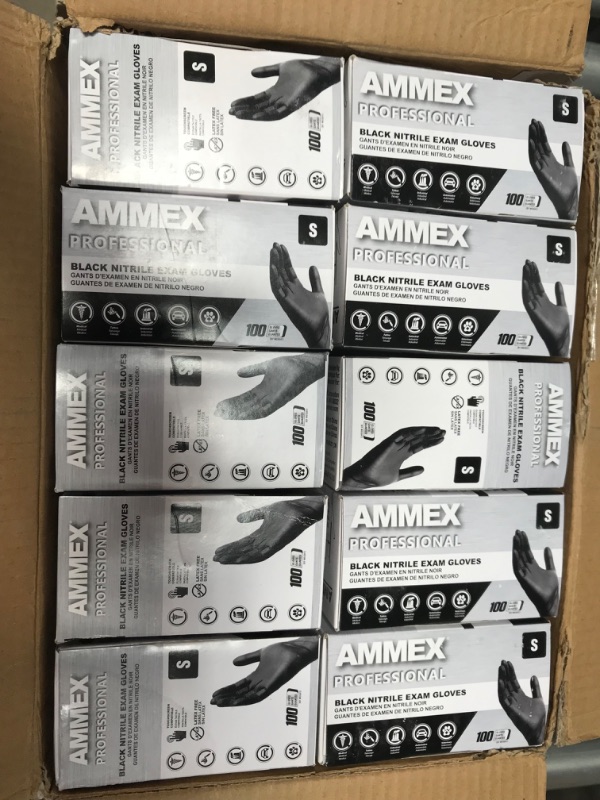 Photo 2 of 10 boxes
Ammex Professional Nitrile Disposable Exam Gloves Small Black Powder Free 1000 pcs