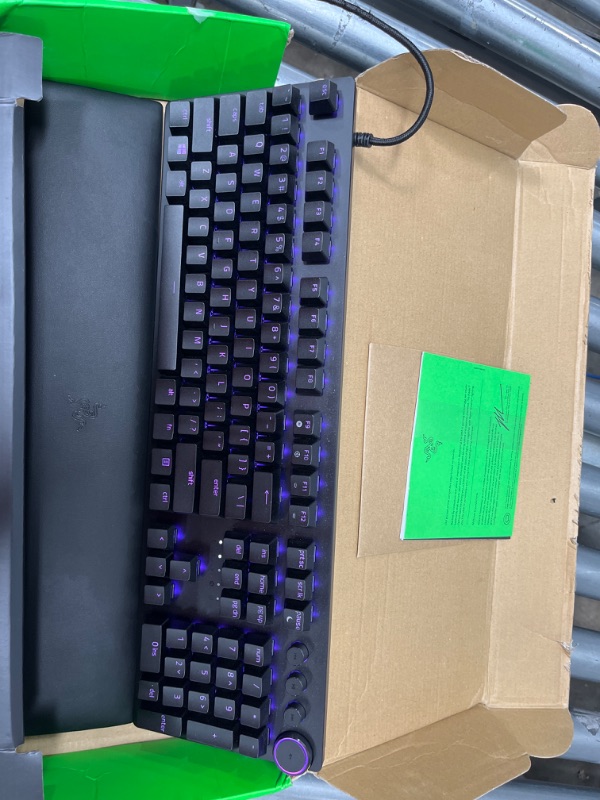 Photo 2 of *POWERS ON* Razer Huntsman V2 Optical Gaming Keyboard: Fastest Linear Optical Switches Gen-2 w/Sound Dampeners & 8000Hz Polling Rate - Doubleshot PBT Keycaps - Dedicated Media Keys & Dial - Ergonomic Wrist Rest Classic Black Keyboard Huntsman V2 Linear Op