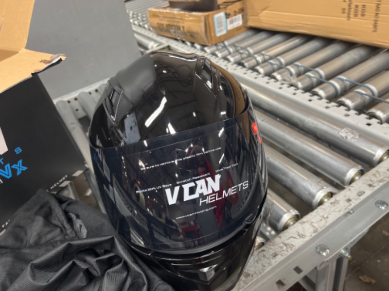 Photo 3 of VCAN VX Lightweight Full Face Motorcycle Street Bike Helmet with Extra Tinted Visor, Coolmax Technology & OTG Ready, DOT & ECE 22.05 Approved Gloss Black Small