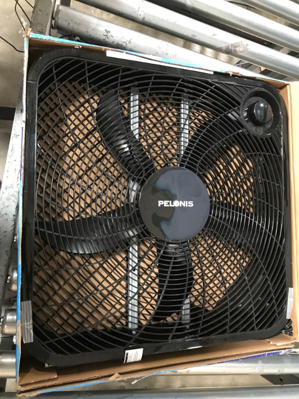 Photo 2 of **DOES NOT FUNCTION**PELONIS 3-Speed Box Fan For Full-Force Circulation With Air Conditioner, Upgrade Floor Fan, Black 20" Box Fan Black