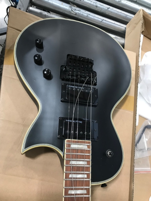 Photo 1 of **DAMAGE**IYV 6 String IYV-ILP-400FR Solid Body wilth Floyld Rose Tremelo Electric Guitar, Satin Black, Right (ILP-400FR)