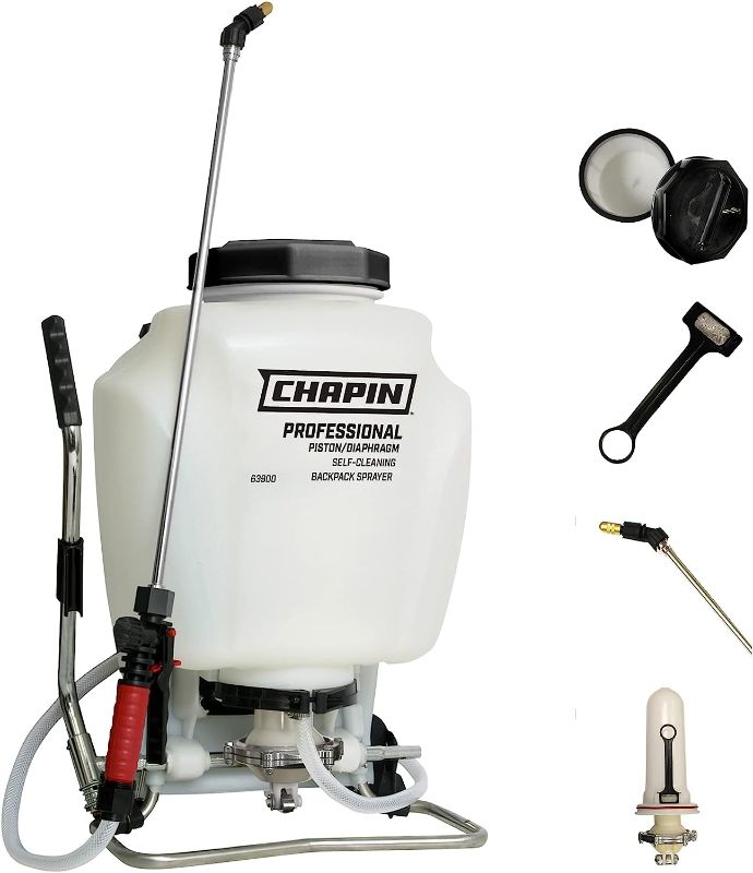 Photo 1 of *MISSING PARTS* Chapin International 63900 Self Cleaning Backpack Sprayer, 4 gal, Translucent White
