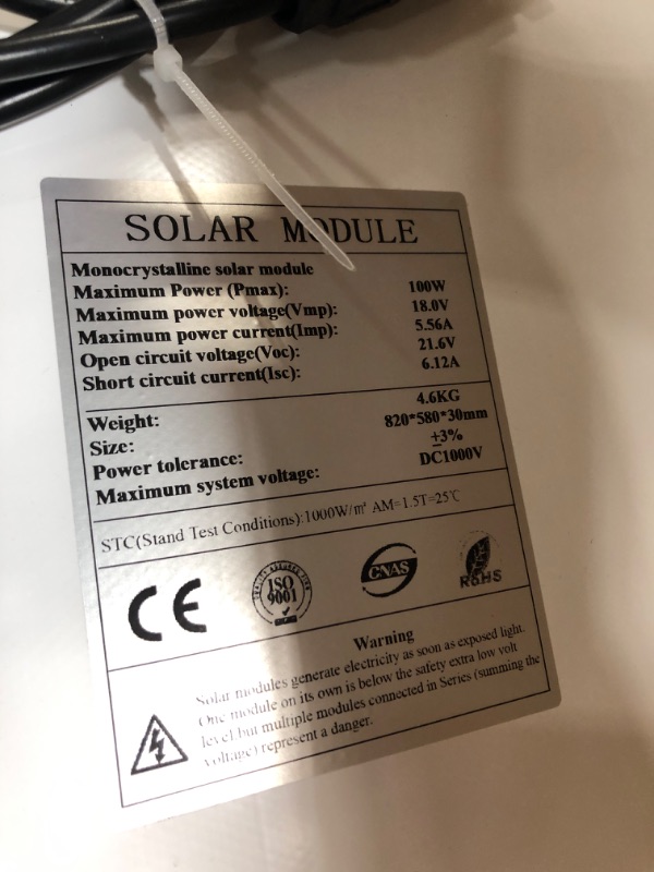 Photo 4 of [Upgraded] 10BB Solar Panels 100 Watts Monocrystalline Solar Panel High-Efficiency Module PV Power Charger 12V Solar Panels for Homes Camping RV Battery Boat Caravan and Other Off-Grid Applications 100Watt