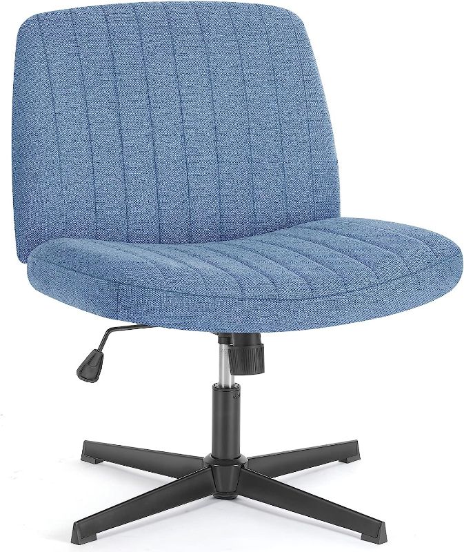 Photo 1 of ffice Chair Armless Desk Chair No Wheels, Cross Legged Office Chair Wide Home Office Desk Chairs, Adjustable Swivel Padded Fabric Vanity Task Computer Chair