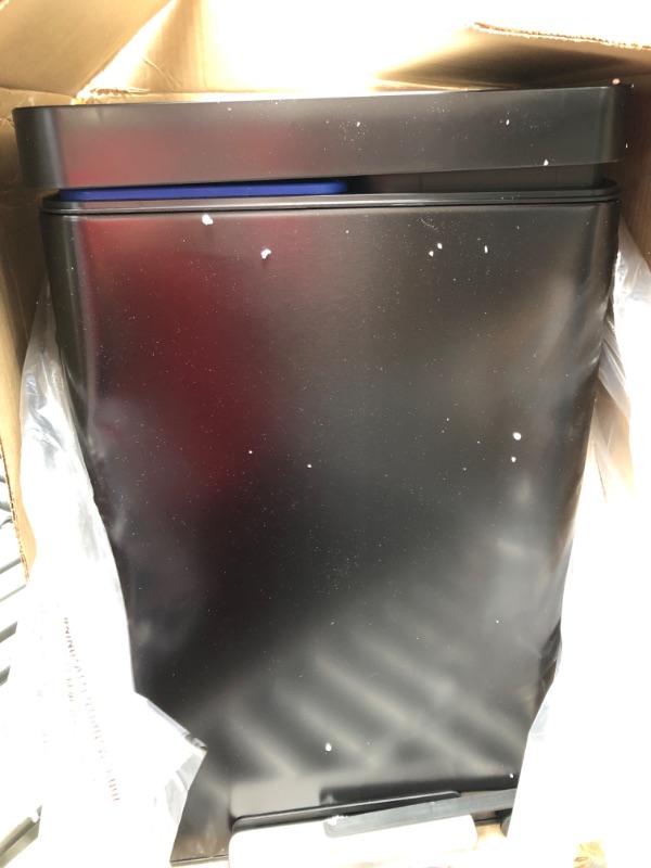 Photo 3 of *MINOR DAMAGE TO LID* Kohler Step Trash Can, 13 Gallon, Black Stainless Steel
