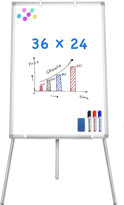 Photo 1 of 
Easel Whiteboard - Magnetic Portable Dry Erase Easel Board 36 x 24 Tripod Whiteboard Height Adjustable, 3' x 2' Flipchart Easel Stand White Board...
Color:*Silver
Size:36x24