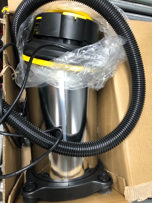 Photo 2 of Stanley - SL18129 Wet/Dry Vacuum, 4 Gallon, 4 Horsepower, Stainless Steel Tank Silver+yellow