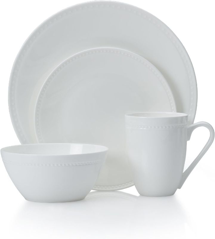 Photo 1 of *Missing some** Mikasa Loria 16-Piece Bone China Dinnerware Set - Dishwasher & Microwave Safe, Service for 4, White
