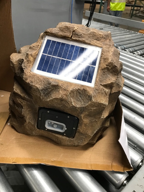 Photo 2 of Alpine Corporation Weather-resistant Bluetooth Solar-Powered Outdoor Wireless Rock Speaker, Brown