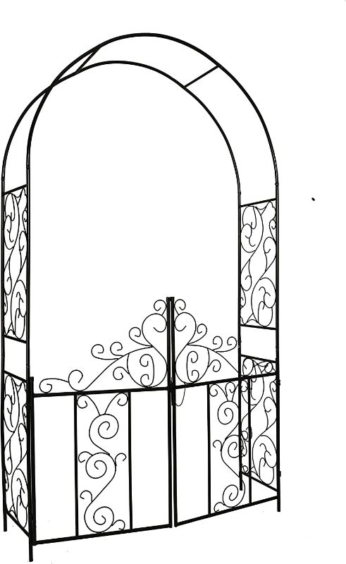 Photo 1 of 
Better Garden Steel 7'5'' High x 4'2'' Wide Garden Arch with Gate, Garden Arbor for Various Climbing Plant, Outdoor Garden Lawn Backyard