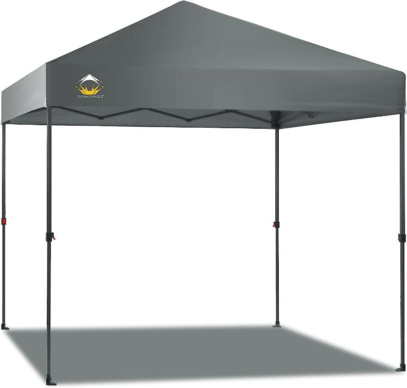 Photo 1 of **item damaged**posts are bent**
CROWN SHADES Patented 8ft x 8ft Outdoor Pop up Portable Shade Instant Folding Canopy with Carry Bag,Grey
