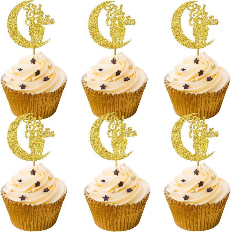 Photo 1 of ( BUNDLE 3 PACk ) Glitter Eid Mubarak Cupcake Toppers with Sheep&Moon Design, Eid Al-Adha Cupcake Topper Eid Cupcake Topper, Eid Al Adha Decorations Adha Muslim Decoration Muslim Party Supplies