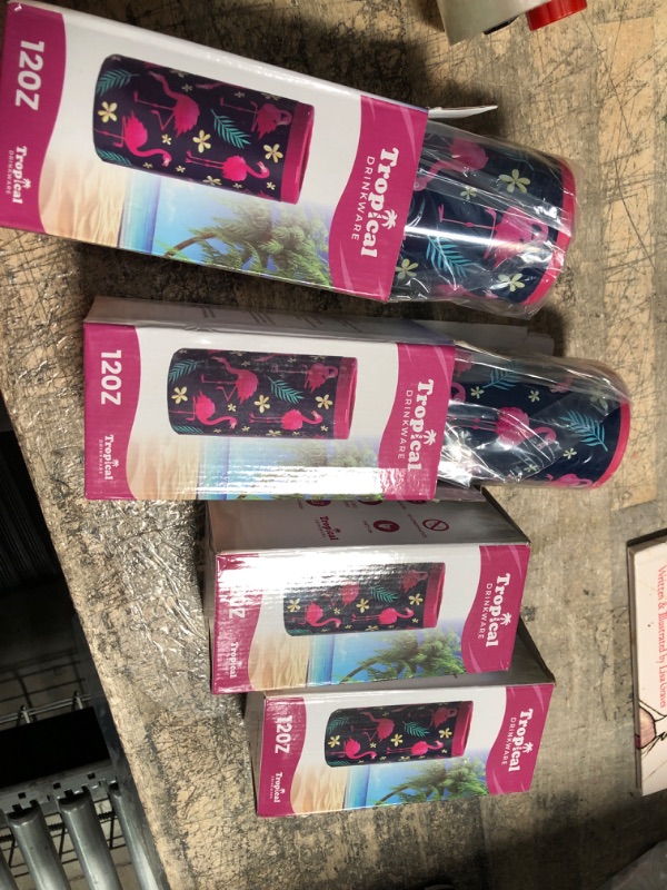 Photo 2 of ( BUNDLE 4 PACK )Tropical Drinkware -1 Slim Can Coozie - Insulated Slim Can Cooler for Tall Skinny Beer Cans - 12oz Truly Hard Seltzer Coozie Insulator - Metal White Claw Can Coozie Flamingos