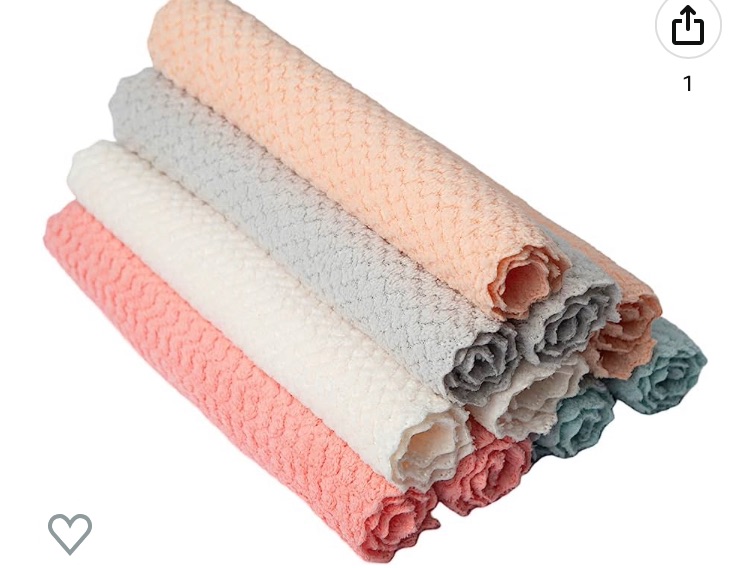 Photo 1 of 2 of- AUOTKN 10 Pack 99.9% Coral Fleece Microfiber Kitchen Dish Towels, Reusable Kitchen Towels, Quick Drying Cleaning Cloths?Super Cleaning Power?Machine Washable