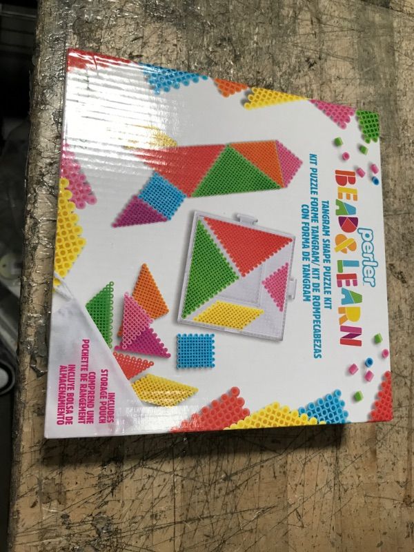 Photo 2 of Perler Tangram Shape Puzzle Educational Fuse Bead Craft Kit for Kids, Multicolor 2404 Piece