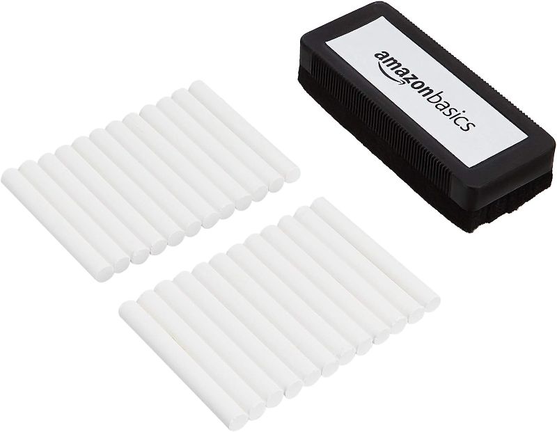 Photo 1 of Bundle of 2 Amazon Basics Dustless Chalk with Eraser, White, 24 Pack
