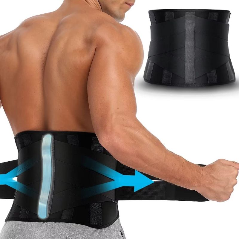Photo 1 of ( 2 Pack ) CROPAL Back Brace for Lower Back - Back Support Belt for Back Pain,Work,Lifting,Sciatica,Scoliosis,Herniated Disc and Sedentary - Lumbar Support Brace with Removable Steel Plates Black M/L04