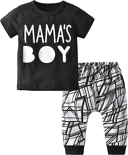 Photo 1 of Derouetkia Baby Boys Summer Mama's Boy Short Sleeve T-Shirt Tops Pants Clothes Set