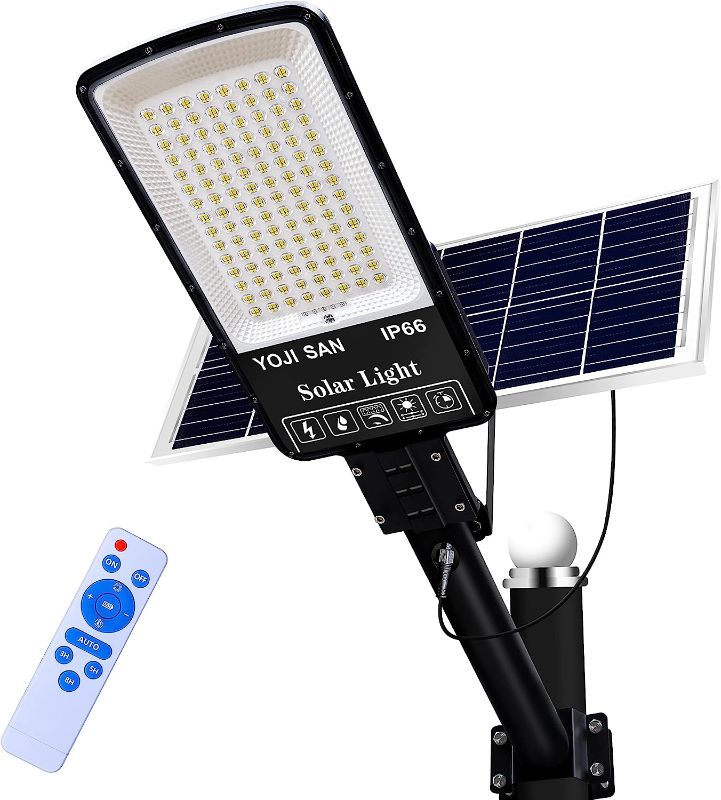 Photo 1 of (SEE NOTES) 300W Solar Street Lights Outdoor Lamp ,24000 Lumens Daylight Solar Led Light with Remote Control,IP66 Waterproof Dusk to Dawn Solar Security Flood Lights for Yard, Garden, Street, Basketball Court 
