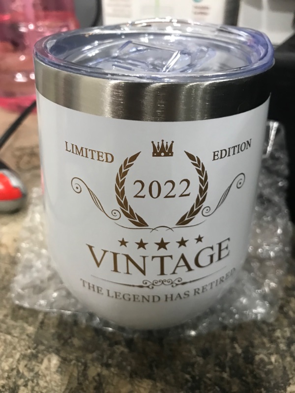 Photo 4 of 3 pack 2022 Retirement Gifts for Men Women-Funny Retirement Gifts Idea-The Legend Has Retired Happy Retirement Decorations Gift Wine Tumbler,2022 Retired Gifts for Dad,Mom,Him,Her,Grandma/pa,Boss,Coworkers 2022 White