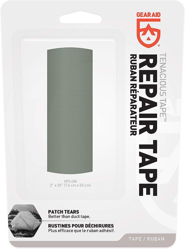 Photo 1 of (PACK OF 2) GEAR AID Tenacious Tape Fabric and Vinyl Outdoor Camping Gear Repair Tape, 3” x 20” Sage 1 Pack Repair Tape
