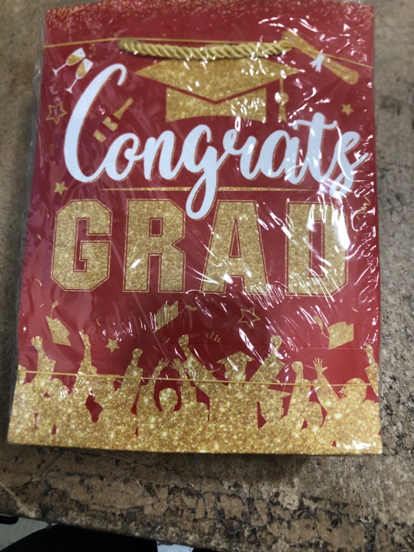 Photo 2 of 12 Pcs Graduation Gift Bags with Tissue Paper Graduation Party Favor Bag with Handles Class of 2023 Grad Party Paper Bags Graduation Goodie Bags Bulk for Congrats Grad Party Supplies (Red Gold)