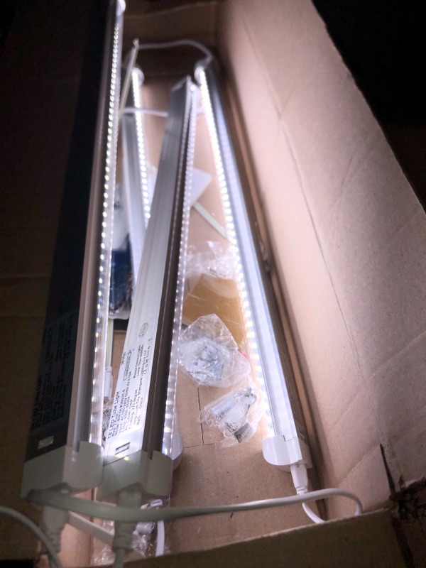 Photo 2 of (Pack of 4) 4FT LED Shop Light, 24W 4 Foot T8 Integrated Tube Light,Clear Cover 6000K Daylight White,with ON/Off Switch Cable, Plug and Play, for Household Ceiling, Garage and Under Cabinet Lighting