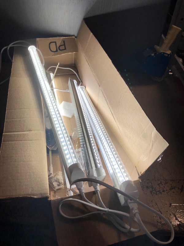 Photo 4 of (Pack of 4) 4FT LED Shop Light, 24W 4 Foot T8 Integrated Tube Light,Clear Cover 6000K Daylight White,with ON/Off Switch Cable, Plug and Play, for Household Ceiling, Garage and Under Cabinet Lighting