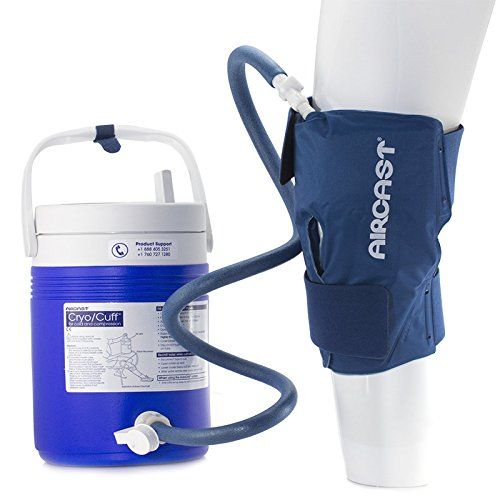 Photo 1 of **MISSING TUBE AND SLEEVE*** Aircast Cryo Cuff Cold Therapy Knee Solution - Blue - Large, Non Motorized, Gravity-fed System, 1count

