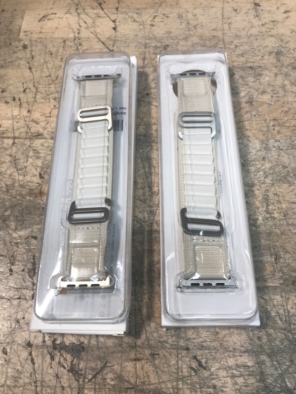 Photo 1 of BUNDLE of 2 STRAPS - Alpine Loop Nylon Bands Compatible with Apple Watch Ultra 49mm 45mm 44mm 42mm 41mm 40mm 38mm , Adjustable Rugged Sports Straps with Stainless Steel G-hook Women's Men Wristbands for Apple Watch Ultra, iWatch SE, Series 8 7 6 5 4 3 2 1